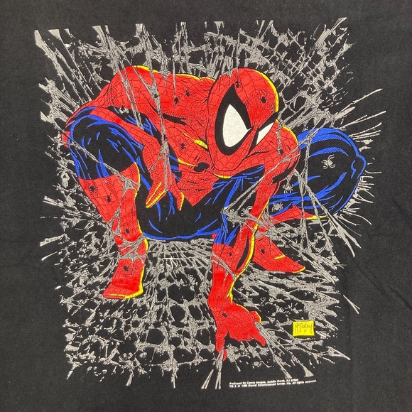 Vintage Spider Man Shirt Mens L Black 1990 Torment Todd McFarlane Marvel 90s USA - Picture 3 of 11